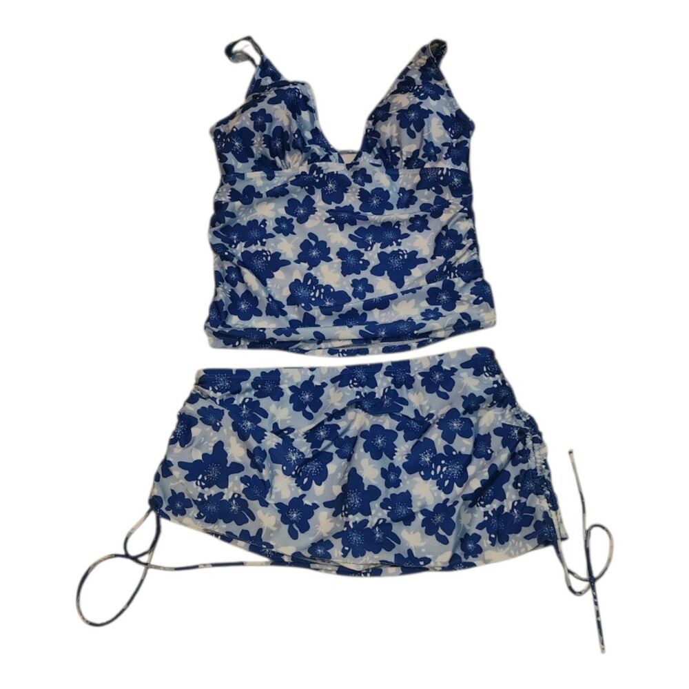 Simply Fit Women's Tropical Floral Print Bathing Suit Two Piece Tankini XL